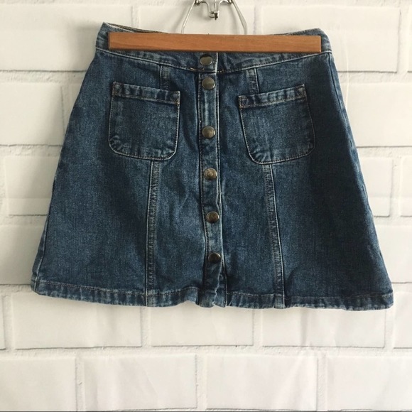 Urban Outfitters BDG Snap Front A-Line Silhouette Short Denim Skirt Size XS - Picture 2 of 7
